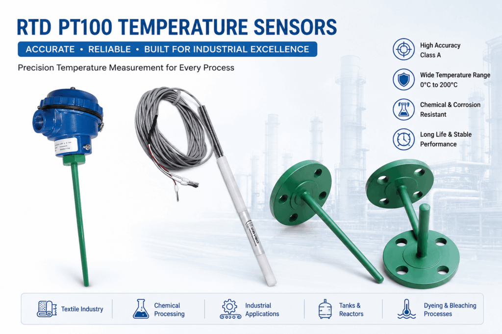 PTFE RTD PT100 Temperature Sensor for Textile Dyeing & Chemical Processing Plants – Complete Industrial Guide