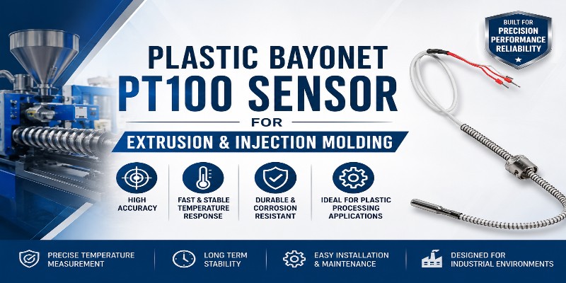 Plastic Bayonet PT100 Sensor for Extrusion & Injection Molding