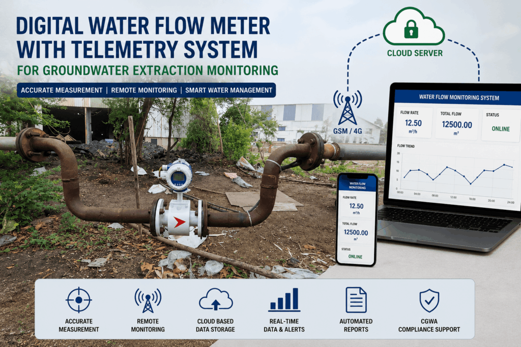 Digital Water Flow Meter With Telemetry System for Groundwater Extraction Monitoring