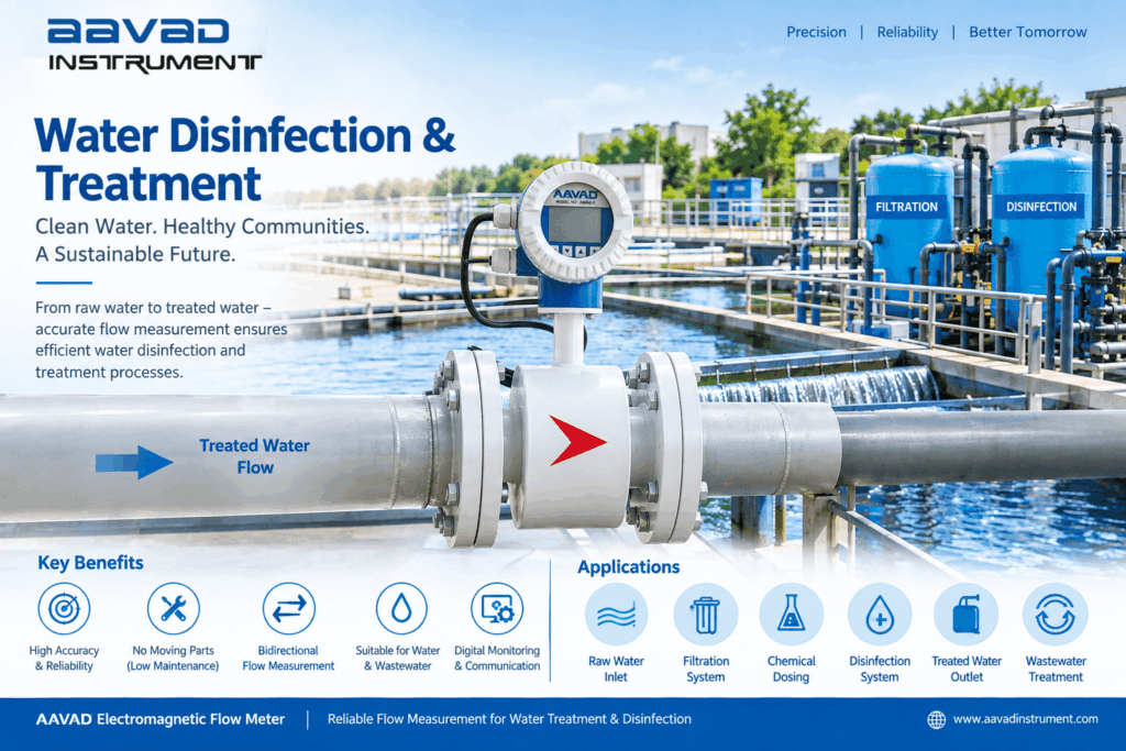 Water Disinfection Treatment – Aavad Instrument Pvt. Ltd. Electromagnetic flow meter used in water disinfection and treatment plant