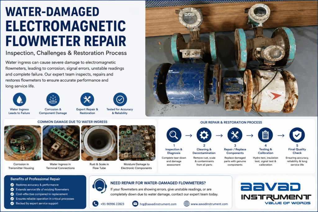 Water-Damaged Electromagnetic Flowmeter Repair: Inspection Process